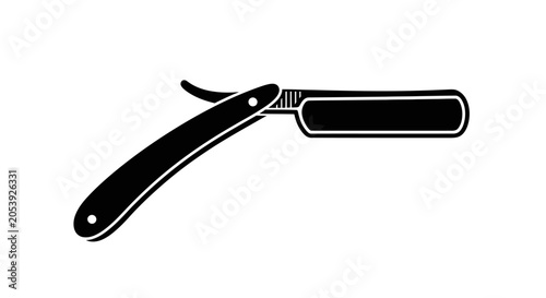 Vászonkép Vintage Straight Razor Silhouette - Classic Barber Tool Isolated on White