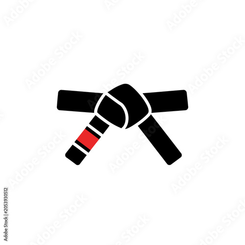 Tableau sur toile Black belt with red stripe, martial arts achievement, jiu jitsu symbol