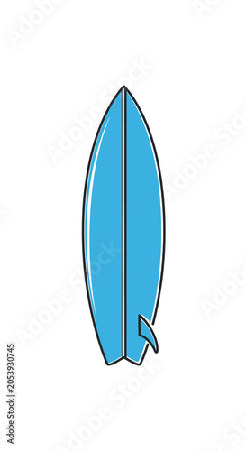 Blue Surfboard Isolated on White Background, Surfing Equipment