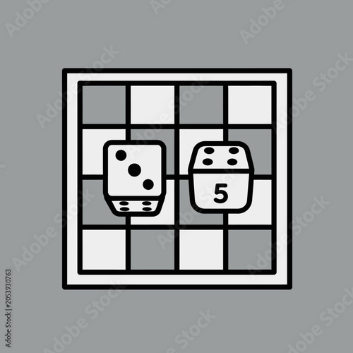 Board Game Dice With Numbers and Dots on Grid Background, Game Pieces