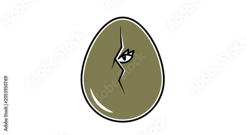 Fotografie Cracked Dinosaur Egg with Eye Peeking Out