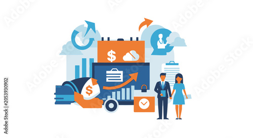 Business Growth and Financial Success Concept with Professionals and Data Analysis