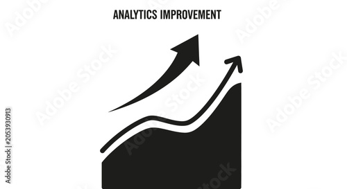 Business analytics improvement graph with upward arrows
