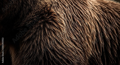 Close-up Macro Texture of a Brown Bears Thick Fur Coat.
