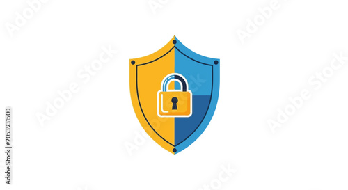 Shield with lock icon, cybersecurity concept, digital protection, data security, safety emblem