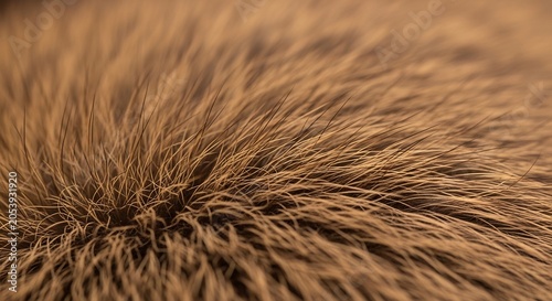 Close up macro shot of soft brown animal fur texture background.
