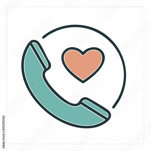 Phone receiver with heart icon