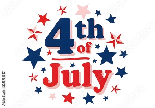 Vibrant 4th of july celebration graphic with red white and blue stars