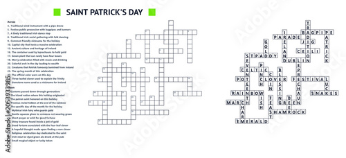 Foto Saint Patrick's Day themed crossword puzzle templates for fun