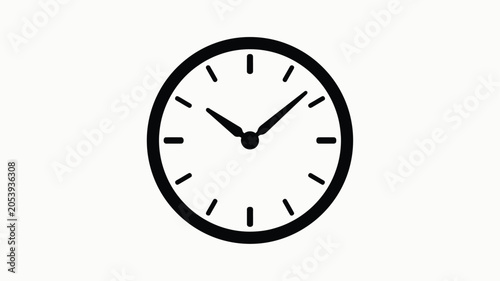 Canvastavla Analog Clock Face With Hands Black Silhouette