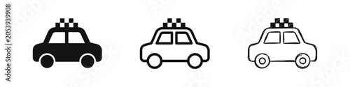Bild auf Leinwand Taxi Cab and Transportation Icon Set in Silhouette, Outline and Hand Drawn Style