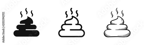 Принти на полотні Funny Poo Icon Set for Humor Waste and Emoji Design