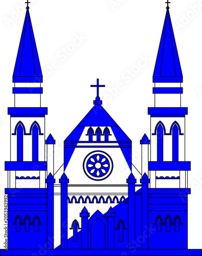 Church sign icon flat line art sketch european style.eps