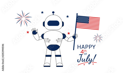 star spangled robot 4th july vector