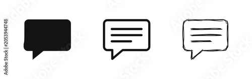 Canvas Print Speech Bubble Chat Icons in Flat, Outline, and Sketch Styles - Communication and