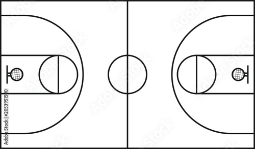 Sports field layout vector basketball court, tactical game strategy diagrams in top view isolated on transparent background.