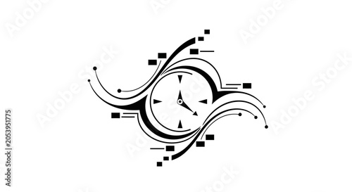 Cuadro en lienzo Modern clock with abstract swirling design.