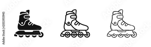 Tableau sur toile Inline Skate Rollerblade Icons - Sport and Recreation Equipment Set