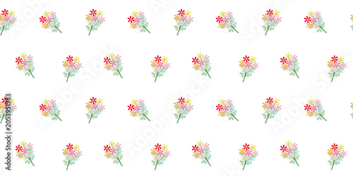 Seamless cosmos flower bouquet pattern. Cute spring floral background