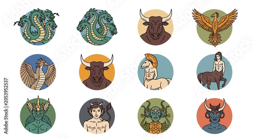 Foto Zodiac signs and animal symbols.