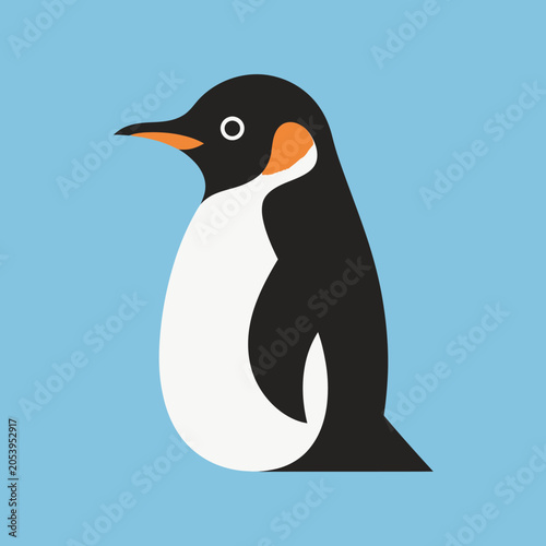 Tableau sur toile Penguin Bird Animal Black White.