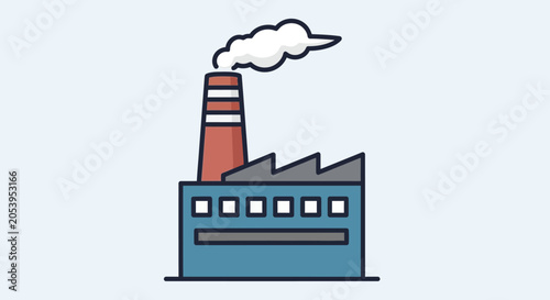 Foto Industrial factory building with smokestack.