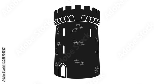 Foto Black medieval castle tower structure.