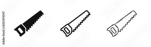 Cuadro en lienzo Hand Saw Icon Set for Carpentry in Glyph, Outline, and Sketch Styles