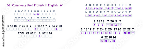 Konstfotografi Printable Cryptogram Puzzle Game with English Proverb for learning and concentra