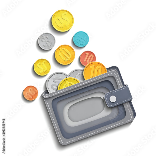 Εκτύπωση καμβά Coins Spilling Out of Wallet.