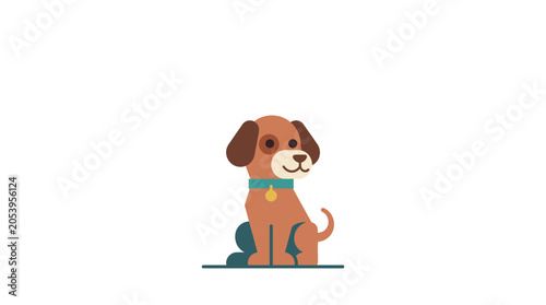 Cuadro en lienzo Cute Brown Dog Sitting Alone.