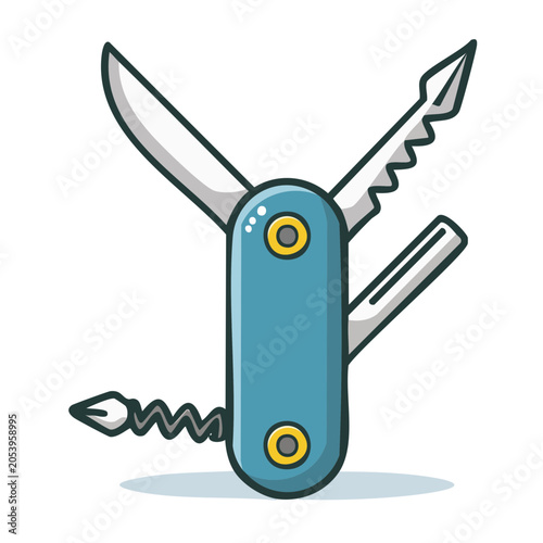 Cartoon Swiss Army Knife Illustration