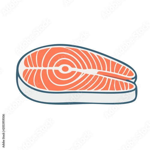 Hand-drawn salmon fillet vector illustration