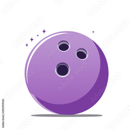 Purple Bowling Ball Flat Illustration