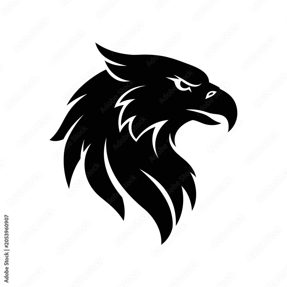 Obraz premium Black silhouette of eagle head.
