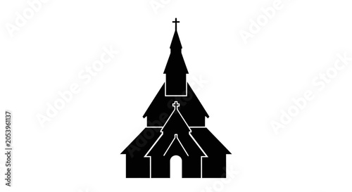 Canvas Print Simple church building with steeple.