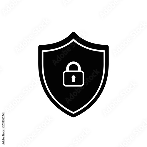 Shield with lock symbol icon.