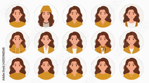 Diverse Woman Avatars Flat Vector Illustration Set Professional Business Ready