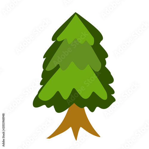 Illustration of a Green Pine Tree