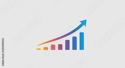 Colorful graph with rising arrow.