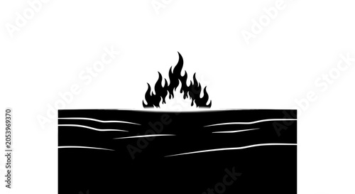 Tableau sur toile Fire burning on the surface.