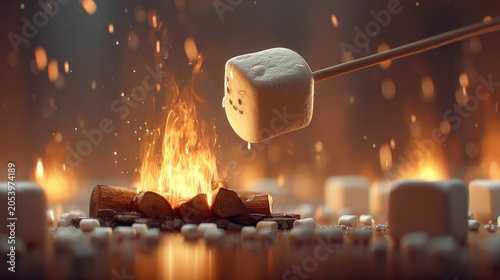 Sweet confection slowly roasting over crackling flames provides a warm outdoor treat experience