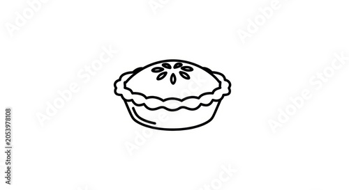 Simple Line Drawing of Pie.