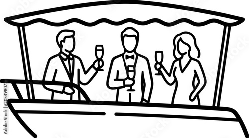 Elegant Yacht Party: People Celebrating with Champagne on a Boat