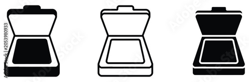 Fényképezés Three black and white makeup compact icons for beauty and cosmetics branding, Is