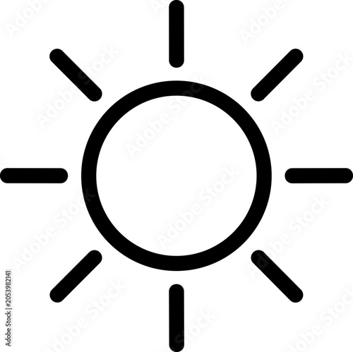 Принти на полотні Minimalist Sun Icon Vector Graphic, Bright Sunshine Symbol, Simple Outline Starb