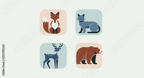 Canvas Print Wild animals illustrations showcase various creatures in different poses