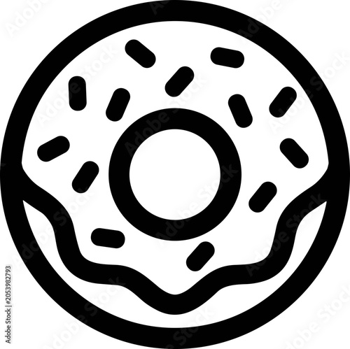 Obraz na płótnie Simple donut icon with colorful sprinkles, vector illustration