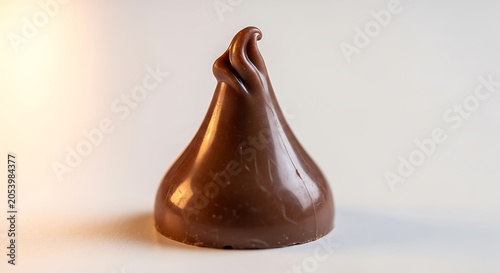 Single Hersheys Kiss Chocolate Candy on White Background.