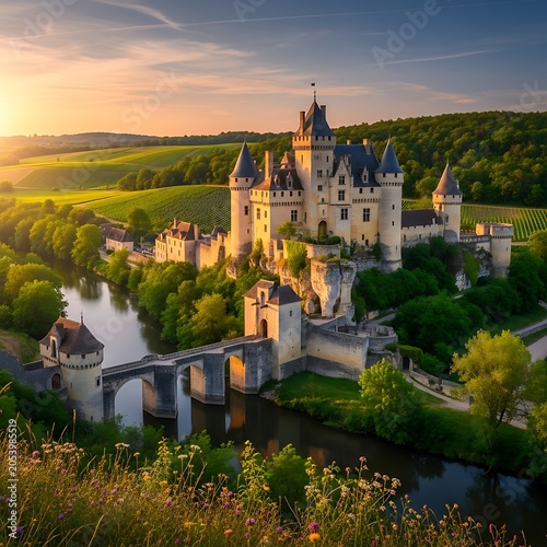 Fairytale Castle at Sunset - A Romantic Landscape.